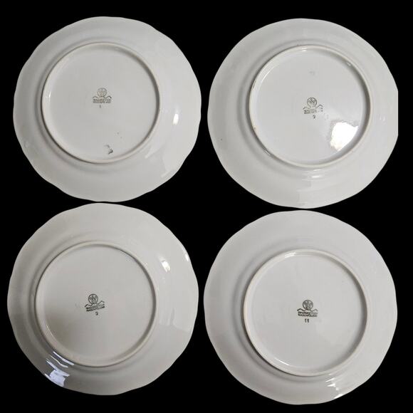 Set of 4 Wałbrzych Poland Yellow Floral Porcelain Plates 7" Gold Trim - Picture 5 of 5